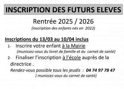 Inscription des futurs élèves