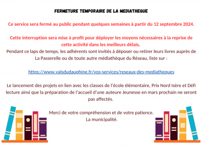 Fermeture temporaire de la bibliothèque