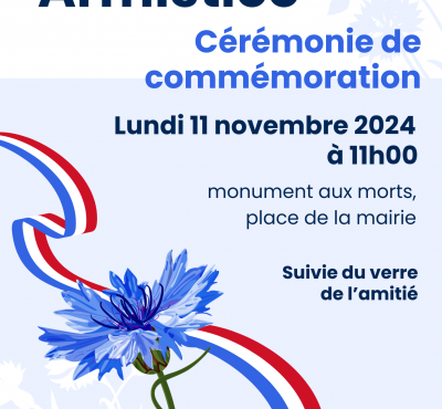 Cérémonie commémorative de l’armistice du 11 novembre 1918  à 11 h 