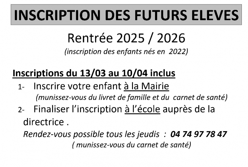 Inscription des futurs élèves